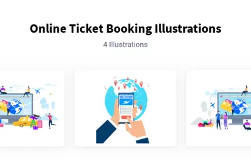 Online Ticketbuchung Illustrationspack