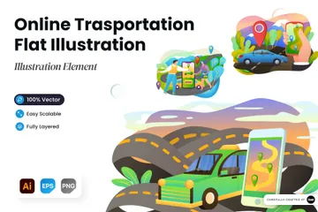 Online Transportation Illustration Pack