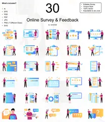 Online-Umfrage und Feedback Illustrationspack