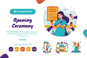 Opening Ceremony Celebration Illustration Pack