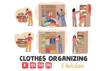 Organizando roupas Illustration Pack