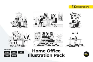 Organização de escritório doméstico Pacote de Ilustrações