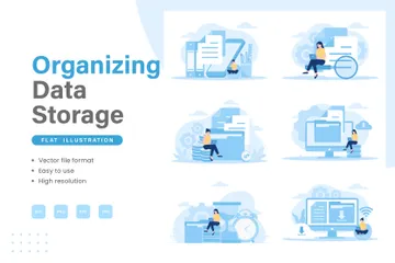 Organizar el almacenamiento de datos Paquete de Ilustraciones