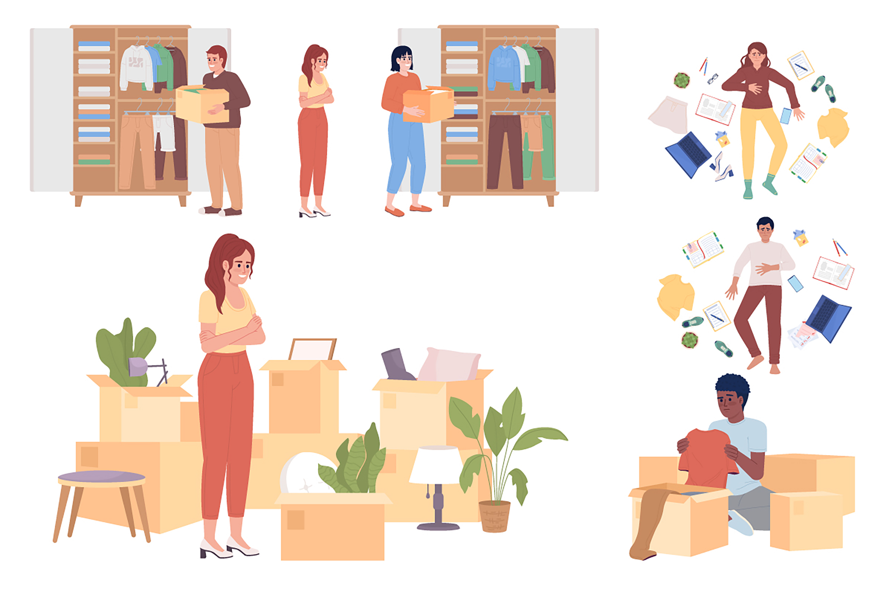 Premium Organizing Cluttered Room Illustration pack from People