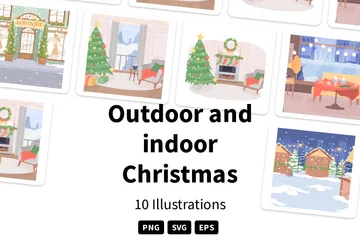 Outdoor And Indoor Christmas Illustration Pack