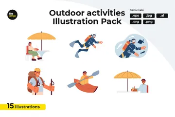 Outdoor Recreational Activities Illustration Pack
