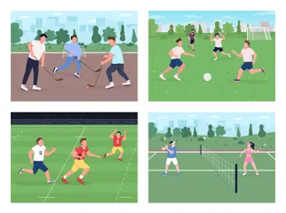 Outdoor Sports Match Illustration Pack