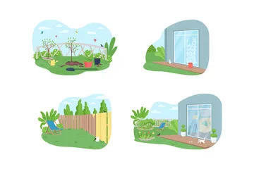 Outdoor Spring Cleaning Illustration Pack