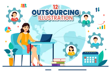 Outsourcing Business Illustration Pack