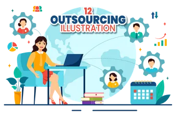 Outsourcing-Geschäft Illustrationspack