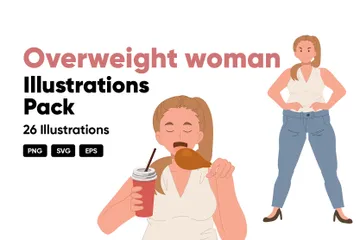 Overweight Woman Illustration Pack