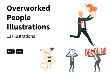 Overworked People Illustration Pack