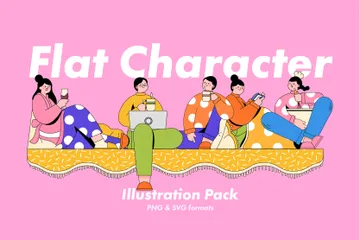 Pack de personnages plats Pack d'Illustrations