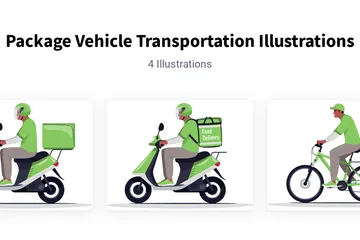 Package Vehicle Transportation Illustration Pack
