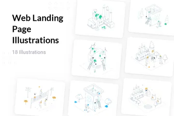 Page de destination Web Pack d'Illustrations