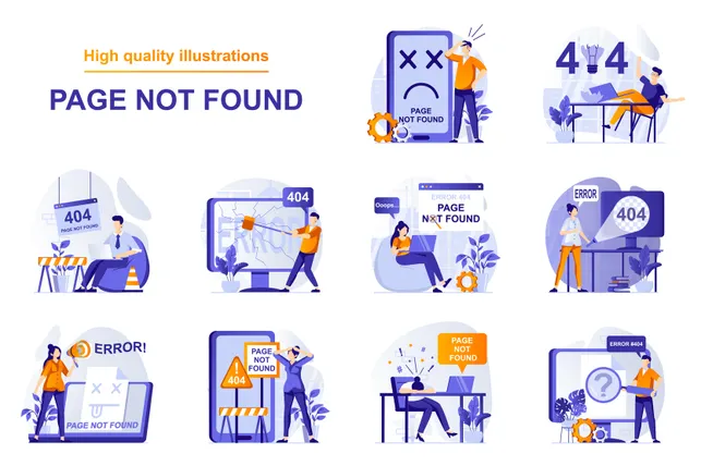 Premium Page Not Found Illustration pack from Design & Development ...