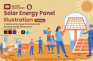 Painel de energia solar Pacote de Ilustrações