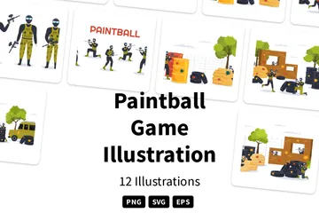 Paintball Game Illustration Pack