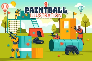 Paintball Spiel Illustrationspack