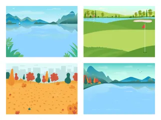 Paisaje estacional Paquete de Ilustraciones