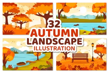 Paisaje de otoño Paquete de Ilustraciones