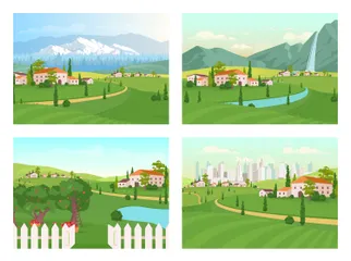 Paisaje de Toscana Paquete de Ilustraciones