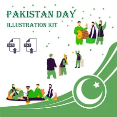 Pakistan Day Illustration Pack