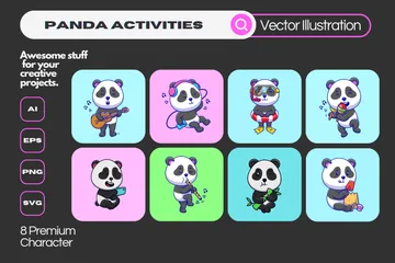 Panda-Aktivitäten Illustrationspack
