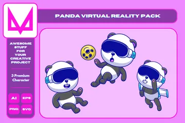 Realidad Virtual Panda Paquete de Ilustraciones