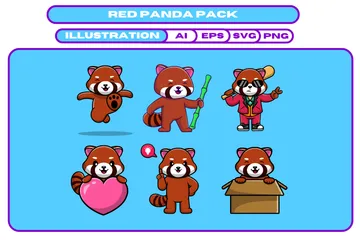 Panda rouge Pack d'Illustrations