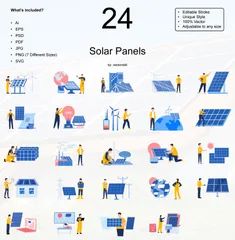 Paneles solares Paquete de Ilustraciones