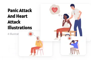 Panic Attack And Heart Attack Illustration Pack