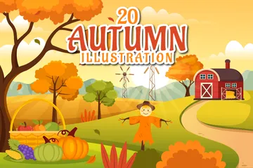 Panoramic Autumn Illustration Pack