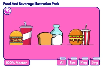 Pão Refeição e Bebida Pacote de Ilustrações