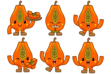 Papaya-Maskottchen Illustrationspack