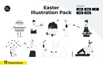 Célébration pascale de Pâques Pack d'Illustrations