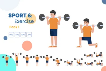 Paquete de deporte y ejercicio 1 Paquete de Ilustraciones