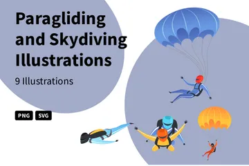 Paragliding And Skydiving Illustration Pack