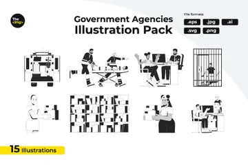 Paramédico Emergência, Policiamento e Logística Postal Pacote de Ilustrações