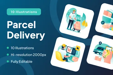 Parcel Delivery / Delivery Service Illustration Pack