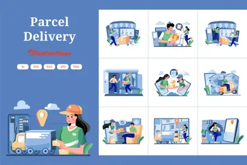 Parcel Delivery Service Illustration Pack