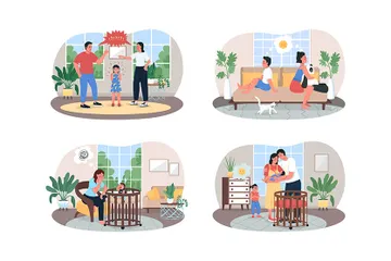 Parents And Children Conflict Illustration Pack