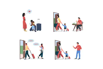 Parents en instance de divorce Pack d'Illustrations