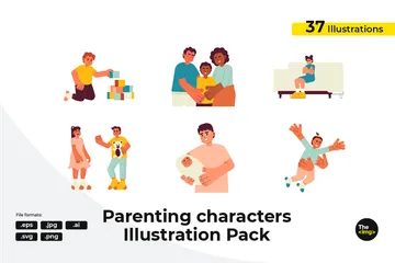 Parents enfants Pack d'Illustrations