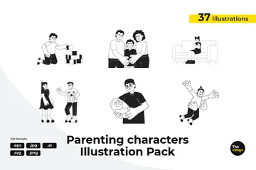 Parents enfants Pack d'Illustrations