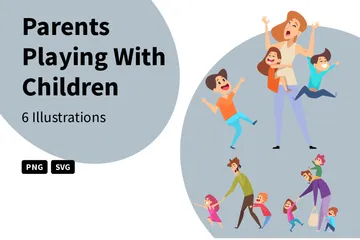 Parents Playing With Children Illustration Pack