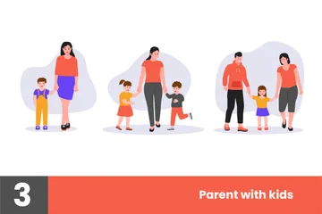 Parents With Kid Illustration Pack