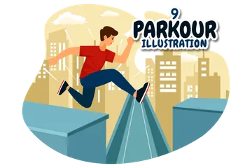 Esportes parkour Pacote de Ilustrações