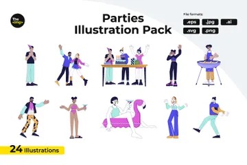 Aktivitäten für Partygäste Illustrationspack