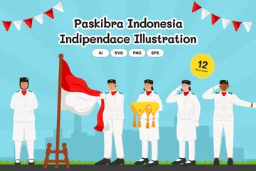 Paskibra Indonesia Independence Illustration Pack